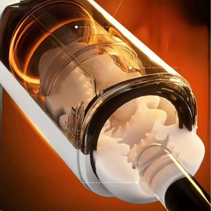White Telescopic Suction <b>Vibrating</b> Masturbator For Men Adult Sex Toy With Digital Display And Heating Function - Product Image 6