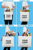 Nouveaux sacs fourre-tout réutilisables en non-tissé noir imperméable style mode 2026, avec logo personnalisé imprimé, sacs de courses/épicerie durables