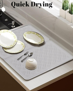 Quick Dry Foldable Kitchen Storage Shelf Tray <b>Silicone</b> Draining Diatomite Stone Dish Drying <b>Mat</b> for Kitchen Counter - Product Image 4