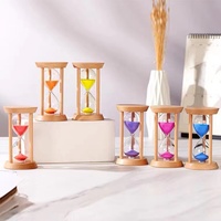 Set Jam Pasir Kayu Mini Warna-warni Asli 1 3 5 Menit Grosir Pabrik Logo Kustom Dekoratif Hadiah Promosi