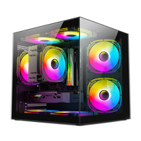 Horizontal White ATX Full Tower Gaming Computer Case with Panoramic Sea View Design Tempered Glass Front with Fan in Stock