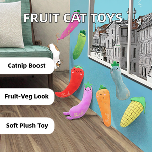 Sevimli pamuk Catnip kedi etkileşim oyuncaklar 3D karikatür moda <span class=keywords><strong>Pet</strong></span> oyuncaklar meyve şeklinde havuç biber küçük hayvanlar günlük kullanım peluş - Product Image 4