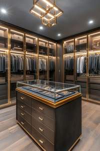 ตู้เสื้อผ้าแบบโมดูลาร์ทันสมัยสไตล์มินิมอลหรูหรา ทำจากโลหะอะลูมิเนียมสั่งทำพิเศษ พร้อมไฟ LED สำหรับห้องนั่งเล่นและห้องนอน - Product Image 2