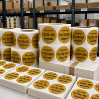Étiquettes adhésives rondes imprimées sur mesure, jaune doré, autocollantes, en rouleaux, pour l'emballage des pots alimentaires, logo personnalisé, OEM, ODM