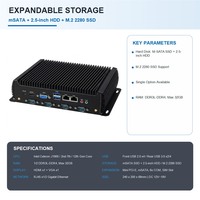 Fanless Mini PC 2 Lan Port Intel 12th CPU DDR3L/DDR4 HD Port VGA WiFi 4G Module Fanless Industrial Firewall Mini PC