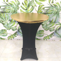Housse de table cocktail en Spandex avec dessus en feuille d'or et d'argent, nappe extensible ronde pour table haute, idéale pour mariage, fête, événement
