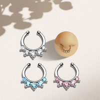 Faux piercing de septum en cristal, anneau de nez à clipser, sans perçage, bijoux de corps en gros pour les fêtes
