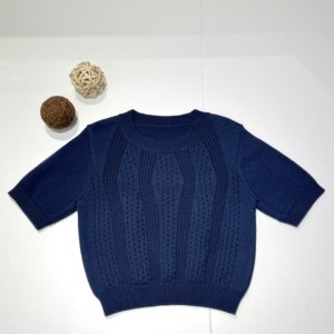 Maglione Estivo Promozionale da <span class=keywords><strong>Donna</strong></span> a Maniche Corte con Collo Rotondo e Design Traforato in <span class=keywords><strong>Maglia</strong></span> - Product Image 2