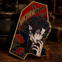 Maßgefertigter Hartemaille-Anstecker Anime Gothic Sargform Gold Metall Reversnadel Halloween Geschenk für Freunde Sammlerstück Brosche
