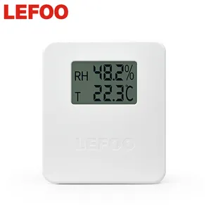 LEFOO Sensor Temperatur dan Kelembaban Digital, Pemancar Sensor Dalam Ruangan Tipe LCD dengan Display