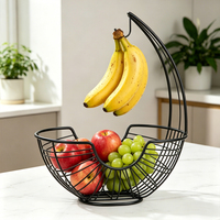 Organisateur de cuisine en fil métallique pour comptoir, panier de rangement pour légumes et fruits avec support pour bananes