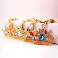 Vente en gros de porte-clés couronne de reine en cristal porte-clés bling joli sac décoration couronne porte-clés strass couronne scintillante pour femme