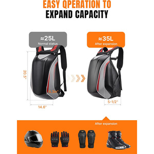 Mochila de Motocicleta Resistente al Agua con Carcasa Rígida, Tira Reflectante Nocturna, 14L de Gran Capacidad, para Viajes en Moto - Product Image 3