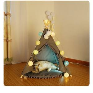 Tente <span class=keywords><strong>tipi</strong></span> pliable pour animaux <span class=keywords><strong>de</strong></span> compagnie d'intérieur, <span class=keywords><strong>lit</strong></span>-cave pour chat avec fenêtres à motifs, <span class=keywords><strong>toile</strong></span> lavable, confortable et respirante pour chats et petits chiens - Product Image 6