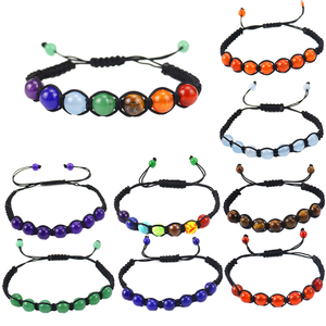 Natural 7 Chakra Feng Shui Ball-Shaped Die-Cut Striped <b>Adjustable</b> Healing Crystal <b>Bracelet</b> Wholesale - Product Image 4