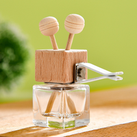 Diffuseur de parfum carré vide de 5 ml et 10 ml pour voiture, avec bouchon en bois, à suspendre, pour désodorisant de voiture