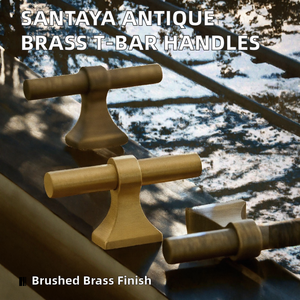 Antique Brushed Brass T Bar Cabinet Handle Drawer Knob Wardrobe Pull <b>Furniture</b> <b>Hardware</b> - Product Image 2