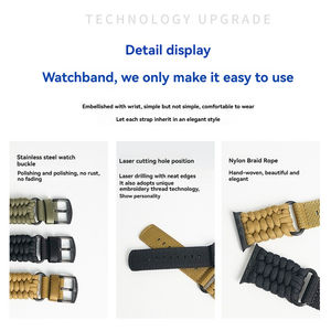 Correa de reloj de nailon trenzado de paracord hecha a mano para <span class=keywords><strong>Apple</strong></span> <span class=keywords><strong>Watch</strong></span> Ultra 2 de 49 mm, compatible con iWatch Series 10, 9, 41 mm, 42 mm, 46 mm - Product Image 3