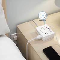 Multiprise US avec prises CA + ports USB A + Type C, rallonge tressée, station de charge, protection contre les surtensions pour la maison et le bureau