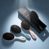 Brosse à cheveux démêlante à coussin d'air et poils de sanglier pour femme, marque privée d'usine, avec emballage en sac de coton, vente en gros