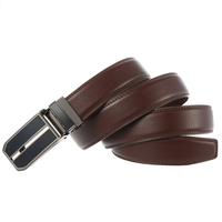 Ceinture en cuir à boucle automatique pour homme, ceinture à glissière à cliquet en cuir grainé pour le bureau, les mariages et les tenues quotidiennes