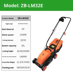 Tondeuse à <span class=keywords><strong>gazon</strong></span> électrique à poussée manuelle transfrontalière, tondeuse à mauvaises herbes silencieuse <span class=keywords><strong>pour</strong></span> jardin et cour, tondeuse à <span class=keywords><strong>gazon</strong></span> haute puissance 1600W, bac à herbe de 45L - Product Image 6