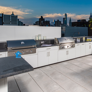 طقم خزانات صغيرة لمحطة مطبخ خارجية مع شواء وثلاجة للمنزل الصيفي الجميل - Product Image 3