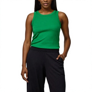 Tops Deportivos de Verano al Por Mayor con Logotipo Personalizado OEM, para Correr, Hacer Ejercicio en el Gimnasio, de Algodón/Spandex Acordonado Suave, con Cuello Redondo, para Mujer - Product Image 5