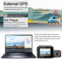 Caméra de tableau de bord 4K à 3 objectifs avec Wi-Fi et GPS, mini DVR de voiture 4K Sony, 3 caméras (avant, arrière et intérieur), 3 canaux 4K