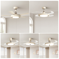 Nuevo Diseño de Ventilador de Techo Moderno de 52 Pulgadas y 100W con Luz LED, Control Remoto de 6 Velocidades, 5 Aspas, Regulable, Multifunción, para Sala de Estar