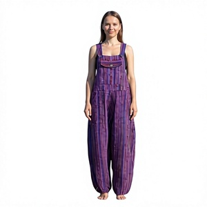 Nuevo Mono de Mujer Estilo Aladdín Vintage a la Moda, 100% Algodón |   Corte Regular |   Cintura Alta |   Ropa de Verano Ecológica Lavada - Product Image 1