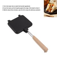 Gaufrier Gaufrier avec 2 poignées en bois détachables Poêle de cuisson pour petit-déjeuner Panini Gaufre