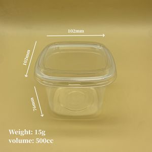 Sulide 500ML Contenedor de tiramisú transparente desechable Pudín Jalea PP Plástico Cuadrado Postre Tazas Cajas con tapas - Product Image 2