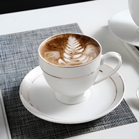 Ensemble moderne de tasses et soucoupes à café en porcelaine blanche solide, portable, pour la maison, le petit-déjeuner, le thé de l'après-midi, les hôtels, option de logo personnalisé
