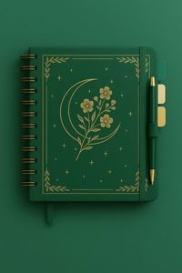 Leather Stamping Moon Flower Spiral A5 Hardcover Notebook Aesthetic Stationery Journal <b>Pen</b> Holder Tab Dividers Gift Custom - Product Image 5