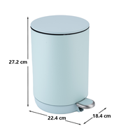 Poubelle à pédale robuste avec cadre en fer, coque extérieure en ABS lisse, finition gris-bleu thermolaquée ; poignée facile à soulever, seau intérieur amovible