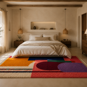 Coral Weavers Abstract Contemporary Vibrant Hand-Knotted Wool Rug Rectangle Medium Pile (0.4-0.6 In.) Polypropylene Backing - Product Image 3