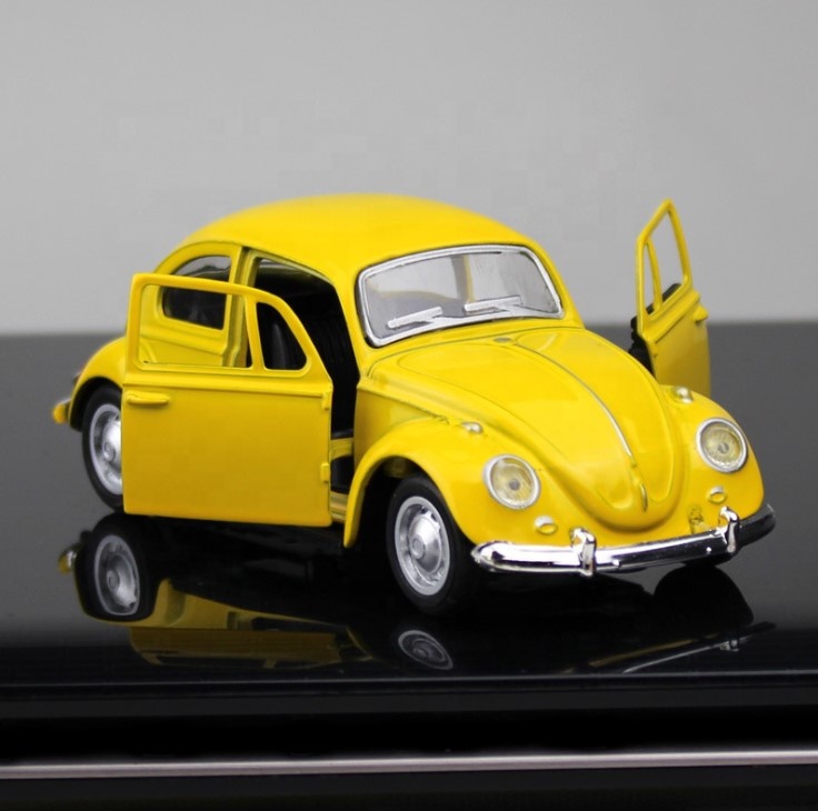 Масштаб 1:32 металлические двери из цинкового сплава открывающиеся тянущиеся литые мини-автомобили VW Beetle винтажная модель автомобиля игрушка для детей