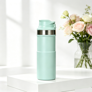 <span class=keywords><strong>Bouteille</strong></span> d'eau de sport de luxe en acier inoxydable de 500 ml, nouveau design, avec gobelet à <span class=keywords><strong>action</strong></span> déclencheur classique, tasse de voyage - Product Image 5