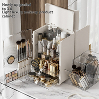 Organisateur de maquillage de bureau à grande capacité avec fermeture magnétique, couvercle transparent anti-poussière, support cosmétique pour l'organisation de la coiffeuse