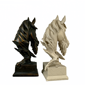 Decoração Moderna para Casa Escultura de Cabeça de Cavalo em Resina Retro Estilo Americano Pintada à Mão Estátua de Animal Presente Empresarial - Product Image 3
