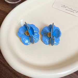 Drip Oil <b>Flower</b> Earrings <b>Sweet</b> and Fresh Earrings Fashionable and Versatile Earrings - Product Image 2