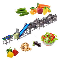 Industriële automatische fruit- en groente-waslijn met luchtbellenborstels, droog- en ontwateringsapparatuur, PLC-besturing, 220V, 1,5kW