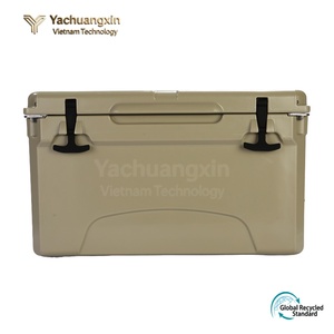 Rotomolded Cooler <b>Box</b> 50L Beige Rectangle Outdoor <b>Camping</b> Insulated <b>Storage</b> Container Classic Style PP Material - Product Image 5