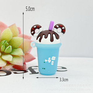 QYS Wholesale 3D Cartoon Milk Tea Cup Keychain Soft PVC Rubber Ice Cream Pendant Cute Colorful <b>Key</b> <b>Ring</b> for <b>Car</b> Bag and Gift - Product Image 4