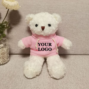 Cadeaux promotionnels pas chers de 30cm, ours en peluche mignon avec logo personnalisé, <span class=keywords><strong>jouet</strong></span> en peluche avec pull à capuche et chemise - Product Image 1