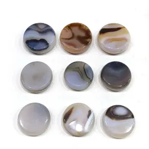 Wholesale natural dendritic agate round piece crystal round cake agate stone polished 4 cm round cake agate