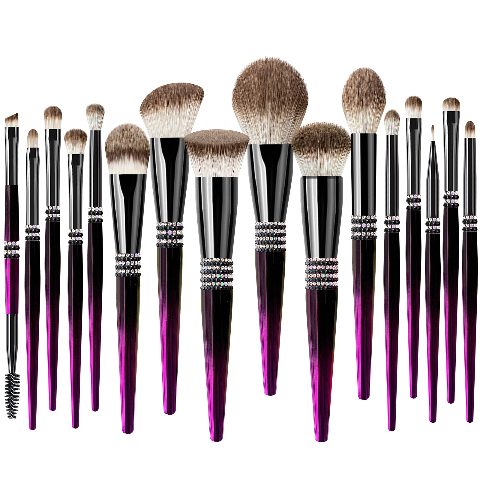 16pcs Black- Pink Rehineston brush