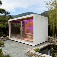 Ruang Sauna Luar Ruangan Mewah Desain Modern untuk 4 Orang, Bak Mandi Uap Kelas Atas untuk Keluarga, Pemanas Listrik, Terbuat dari Kayu Solid Berkualitas