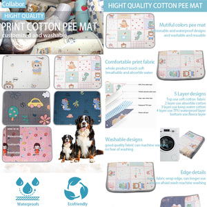 Almohadillas para orinar de algodón <span class=keywords><strong>puro</strong></span> COLLABOR en 30 colores para perros, almohadillas para orinar lavables superabsorbentes a prueba de fugas, almohadillas para cachorros de alta calidad - Product Image 2